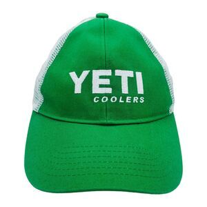Yeti Coolers Green White Trucker Ball Cap Hat Snapback Baseball Mesh